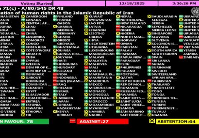 قطعنامه ضد ایرانی حقوق بشری کانادا در مجمع عمومی سازمان ملل تصویب شد